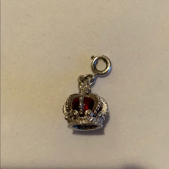 Garnet and sterling crown charm - Picture 1 of 7